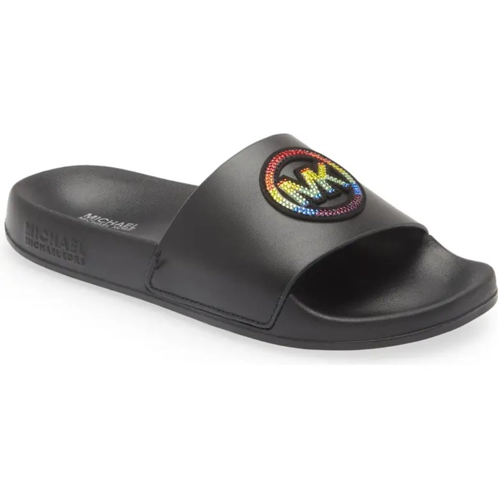 Michael Kors Gilmore Rainbow Pride Pool Slides Sandals Women's Various Sizes New - Picture 1 of 10